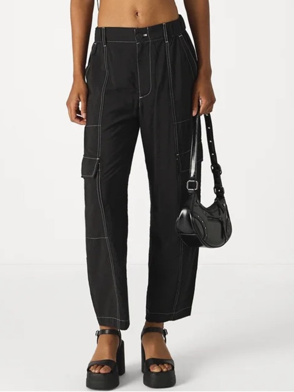 NWT! GAP Black Mid-Rise Cargo Pants Size L (Tall)